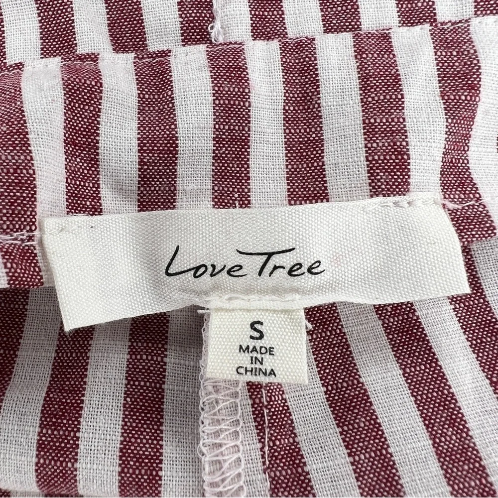 SMALL LOVE TREE RED WHITE STRIPED PAPER BAG BELTED SHORTS LIGHTWEIGHT